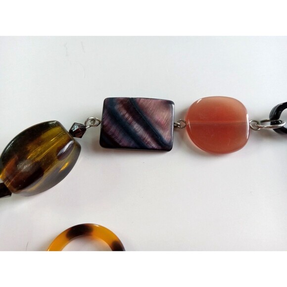Vintage Boho Tortoiseshell Resin Avant-Garde 21.5" Pull-On Necklace - Picture 7 of 9